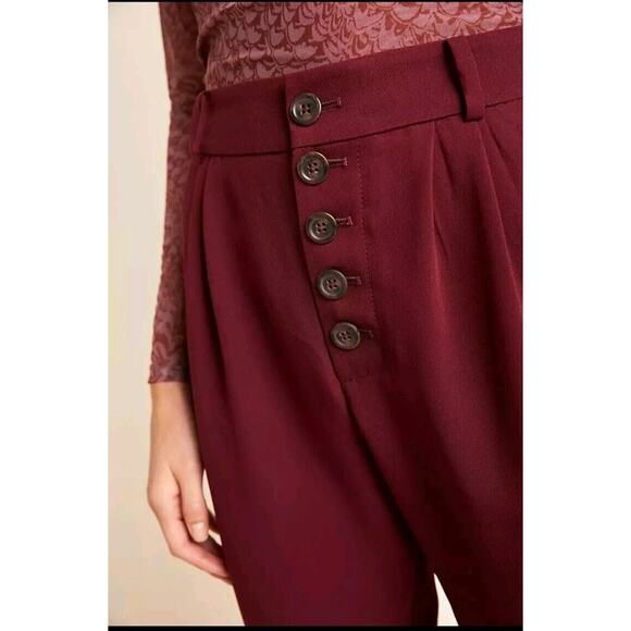 Anthropologie Womens 16 High Rise Sasha Pants Straight Leg Button Fly Pleated - Picture 2 of 15
